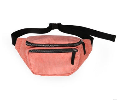 Trendy fashion retro corduroy small chest bag multi-function pockets fitness portable Messenger bag casual travel handbags