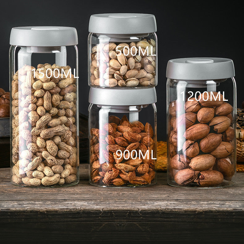 Vacuum Pumping Coffee Nut Glass Storage Jar