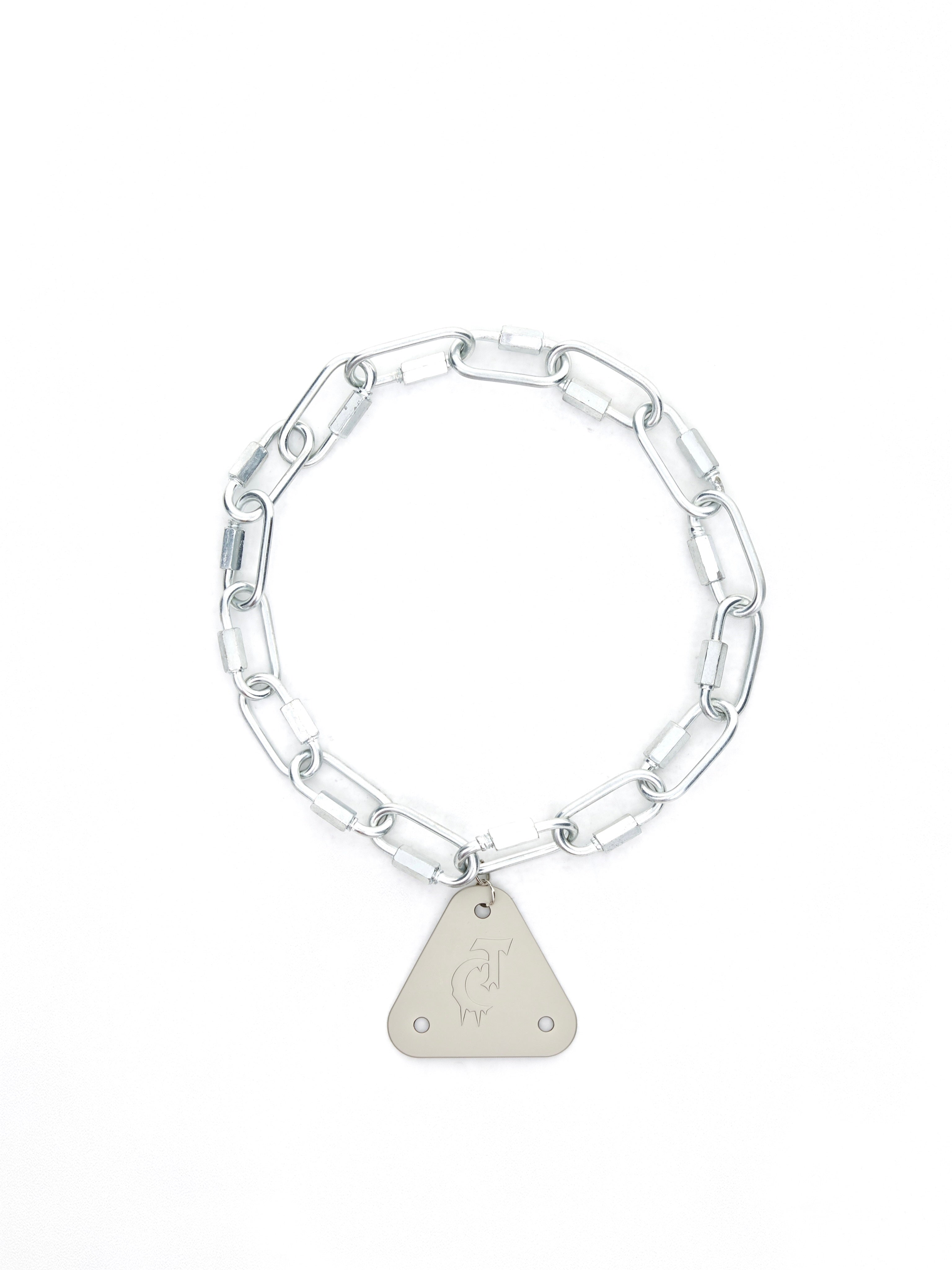 Niche Metal Triangle Pendant Necklace Frosted Heavy Industry Lock Punk Clavicle Chain Men