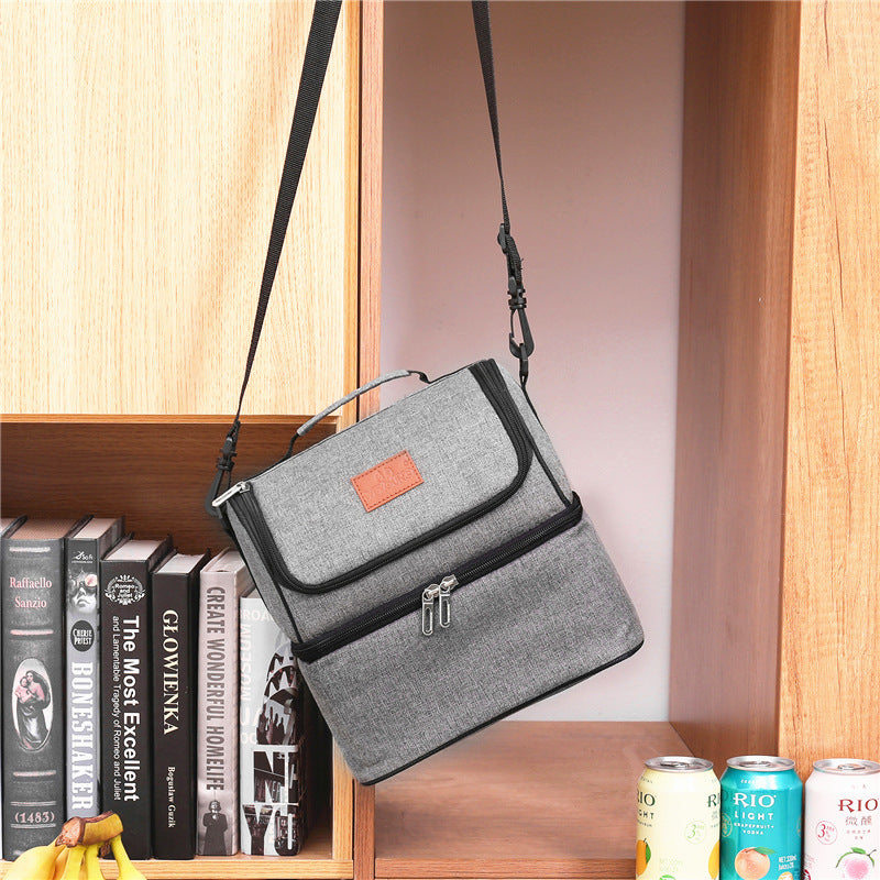 Double Layer Ice Pack Insulated Bag Oxford Cloth Waterproof Aluminum Foil Lunch Bag Double Layer Lunch Bag Breast Milk Storage Bag