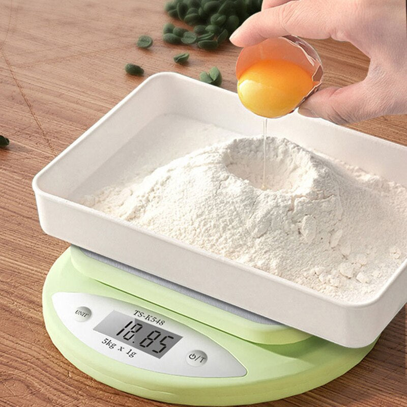 Balance de cuisine 5 kg, grammes, balance numérique de précision, électronique, verte, écran LCD, pour aliments, cuisson, portable