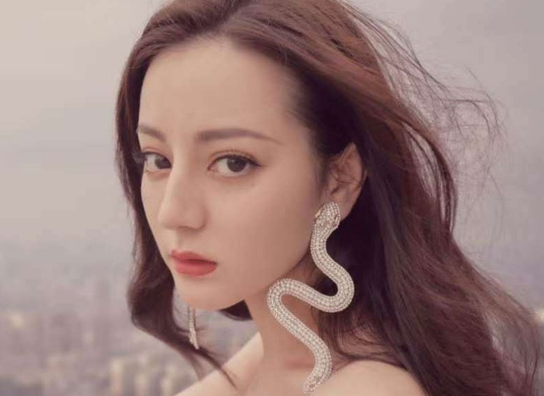 Exaggerated Burst Full Of Diamond Snake Earrings