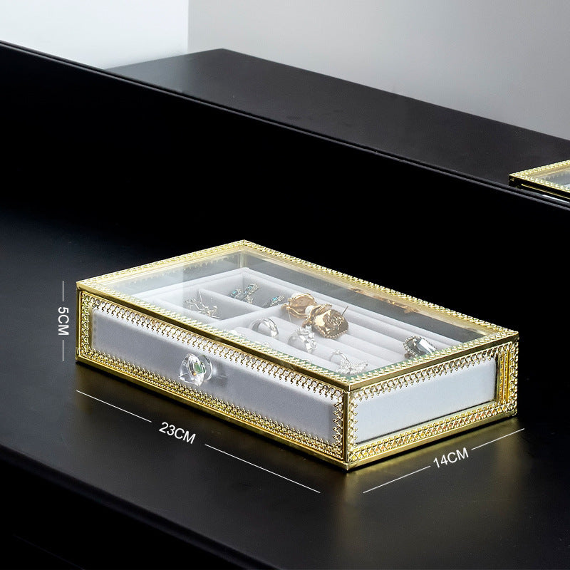 Copper Edge Glass Jewelry Storage Box Jewelry Box Earrings Earrings Ring Necklace Organizing Box