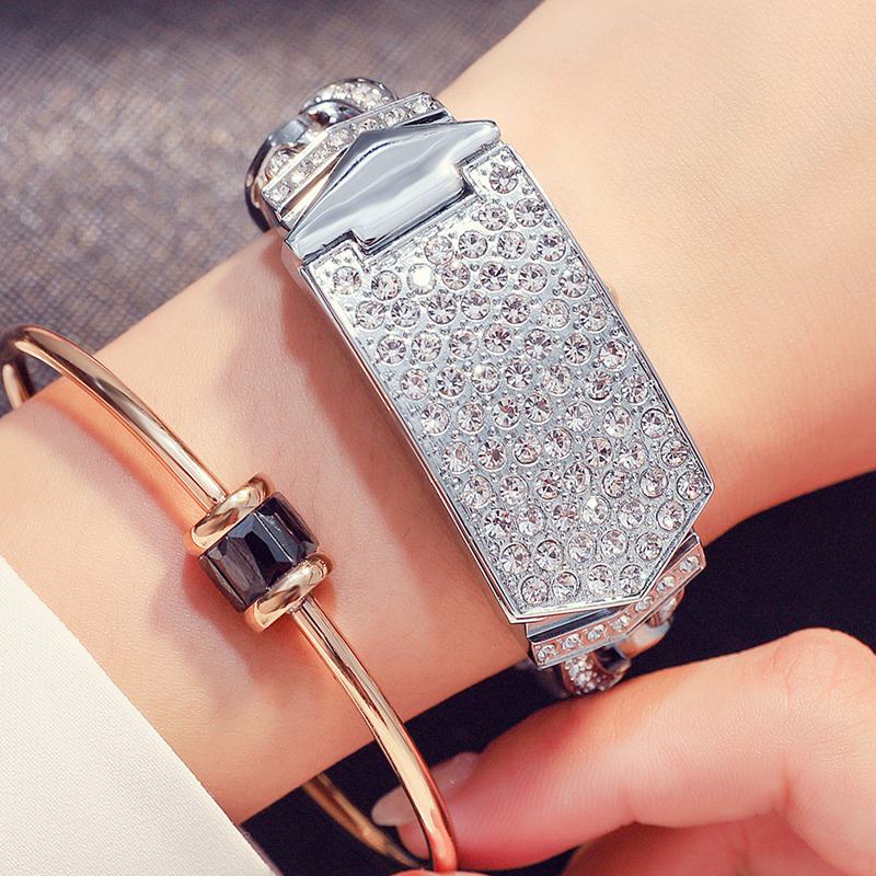 Ladies Bracelet Watch with Full Diamond Flip Cover