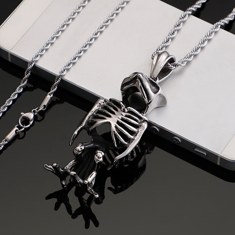 Stainless Steel Animal Necklace Eagle Head Skull Titanium Steel Pendant