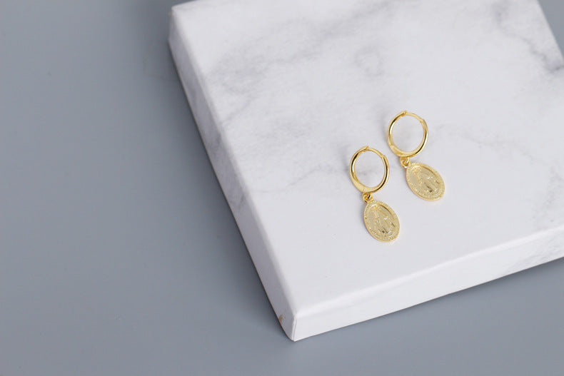 100% 925 Golden earrings sterling silver earrings