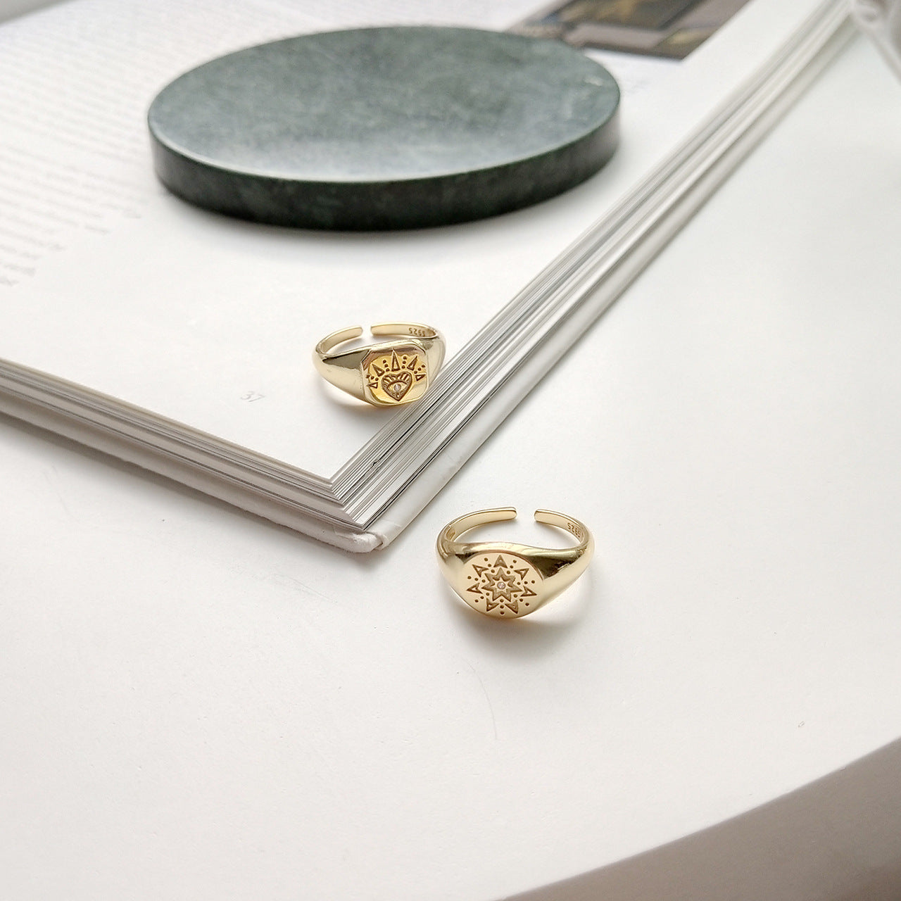 925 sterling silver Korean retro pattern ring female food ring ring joint ring