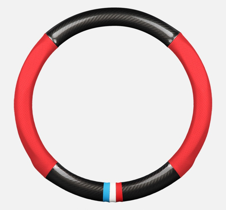 Leather carbon fiber steering wheel cover