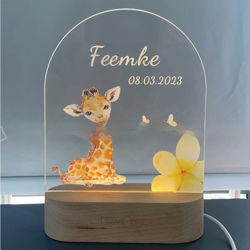 Acrylic 3D Small Night Lamp Giraffe Lion