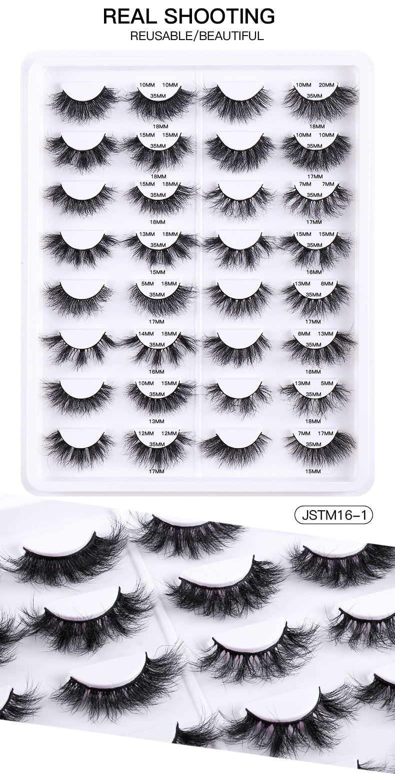 16 Pairs Of Hand Fried Hair Curling Thick False Eyelashes