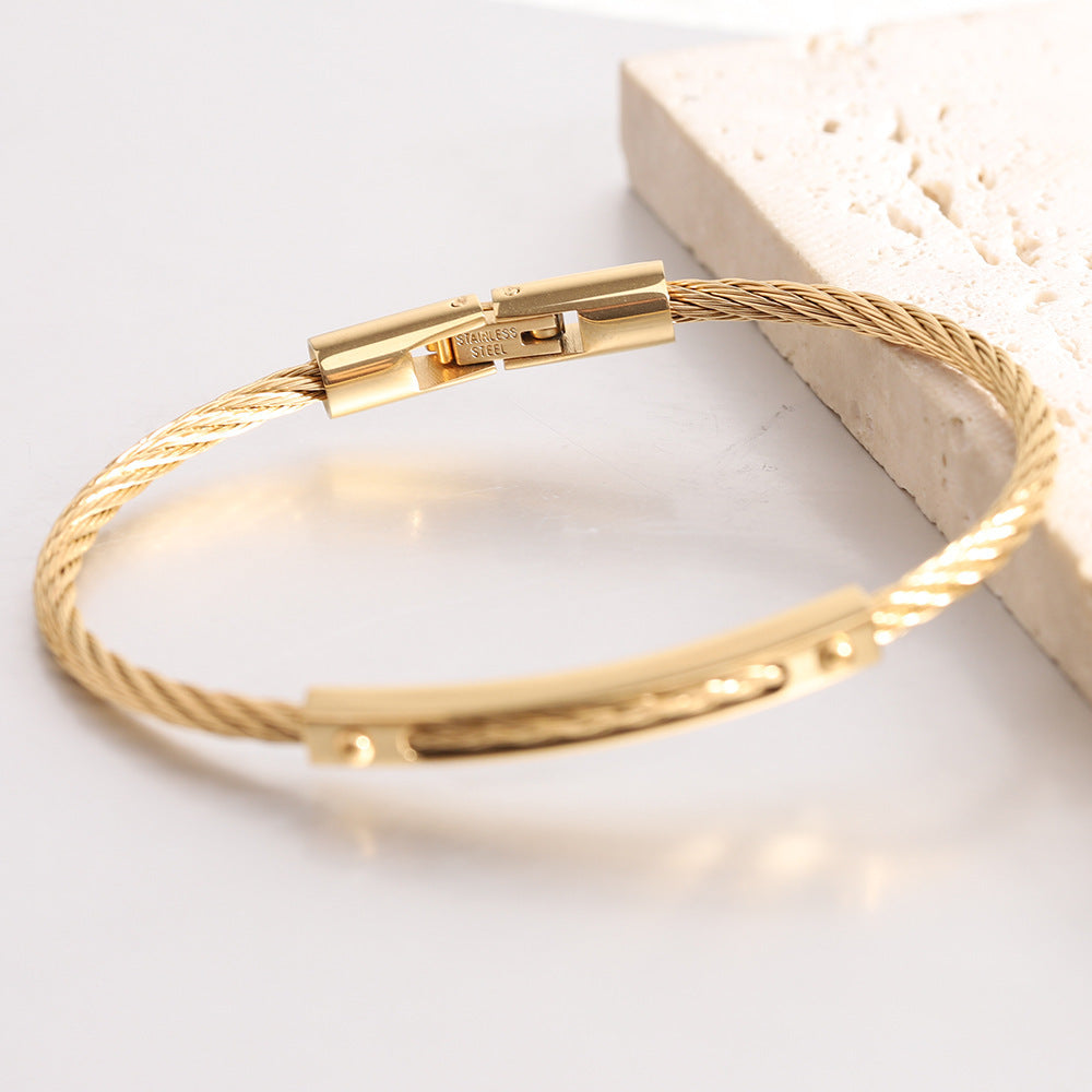 Long All-match Titanium Steel Cable Fashion Steel Wire Openable Bracelet