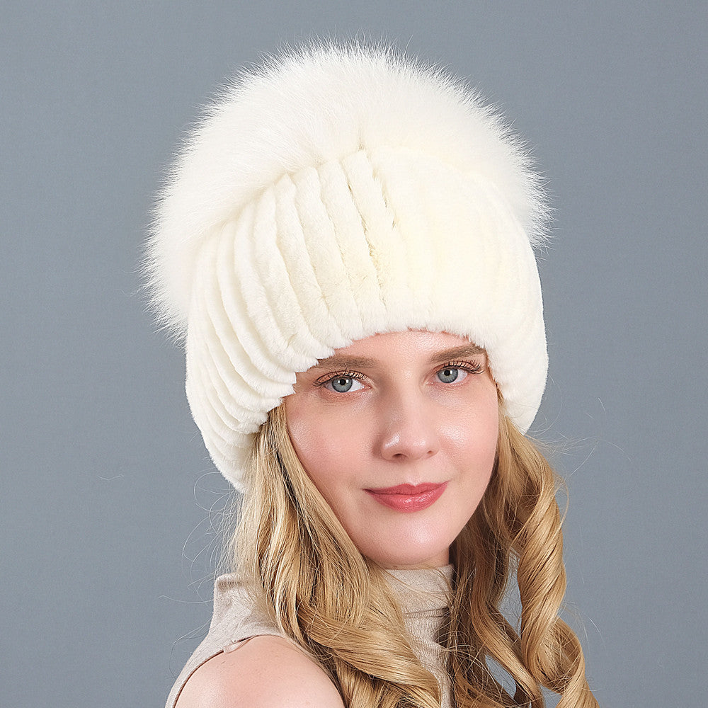 Korean Style Knitted Earmuffs Straw Hat Women