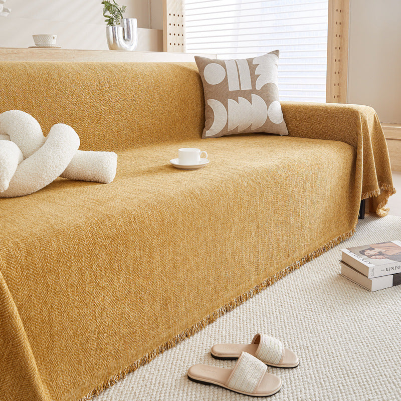 Herringbone Pattern Anti-scratching Four Seasons Universal Sofa Cover Cloth