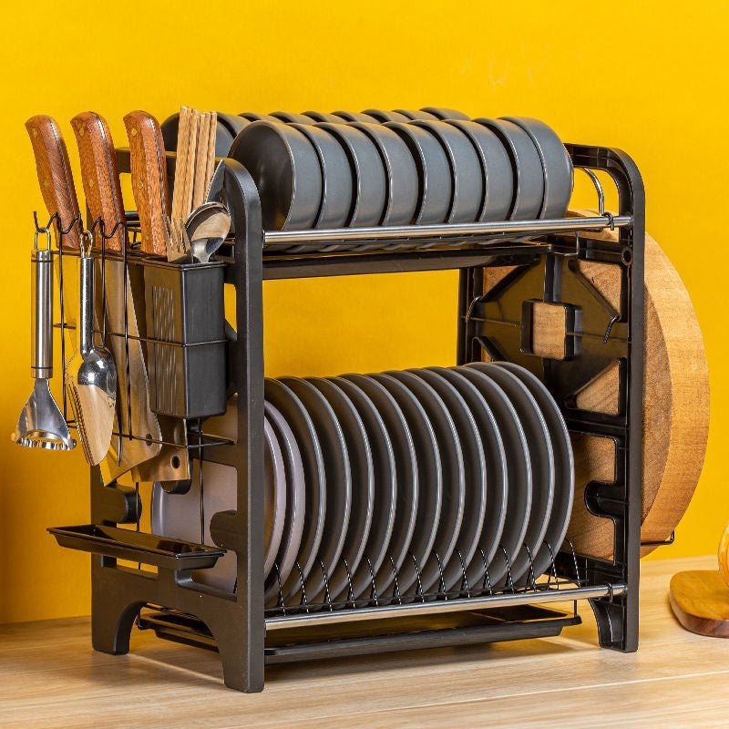 Égouttoir à vaisselle et rangement multifonctionnel pour cuisine, boîte de rangement pour couteaux, bols et baguettes, support pour assiettes