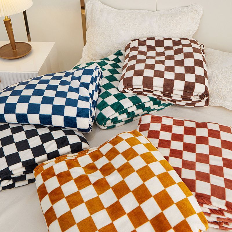 Printed Plaid Flannel Thickened Blanket