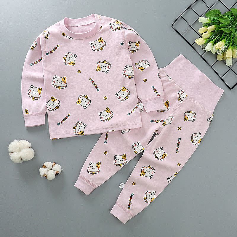Autumn and winter children's cotton high-waist belly-protecting autumn clothes long trousers
