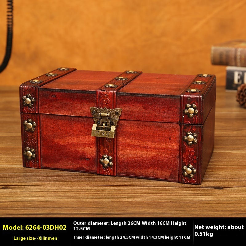 Boîte de rangement de bijoux en bois vintage de style européen pour bibelots