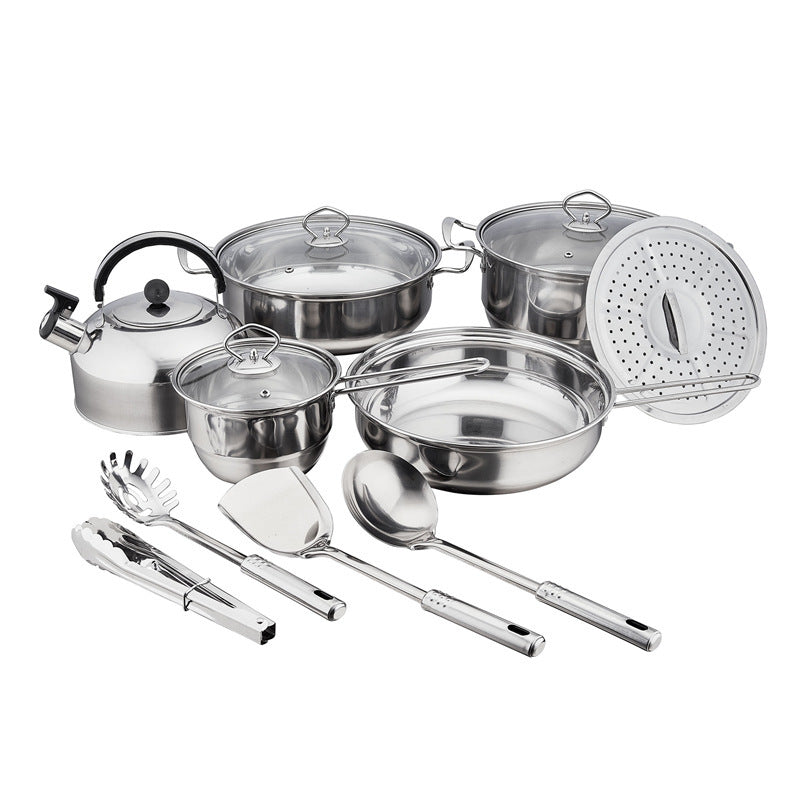 Thickened 15PCs Stainless Steel All Steel Pan Set