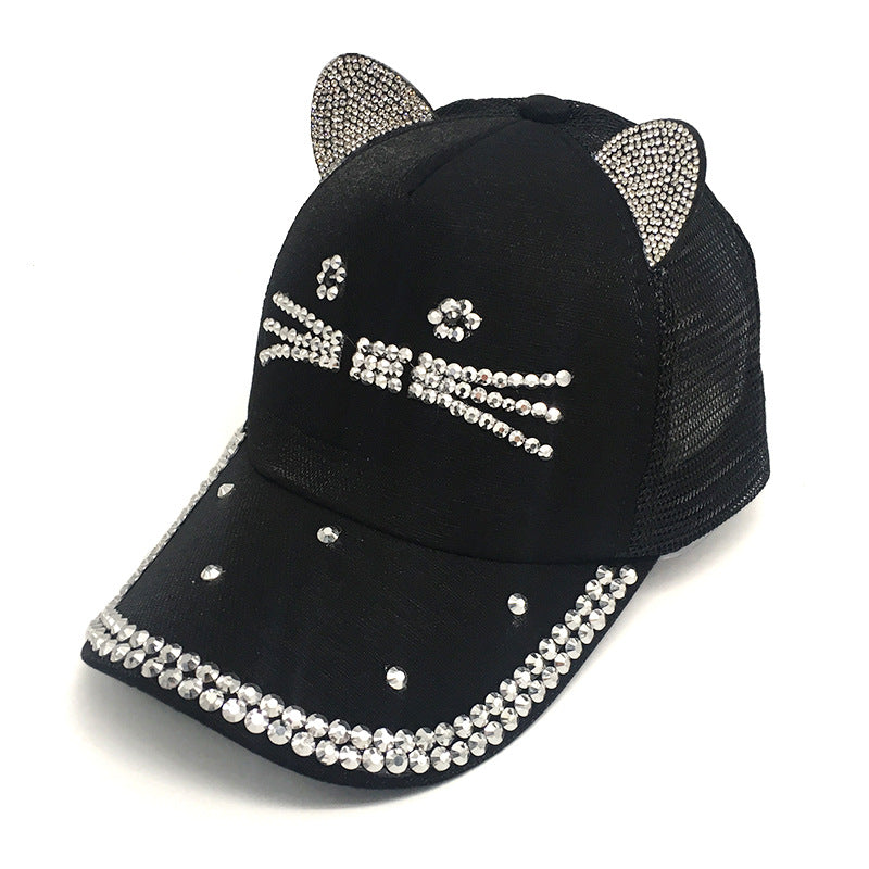 Women's Cute Fashion Rhinestone Cat Ears Hat