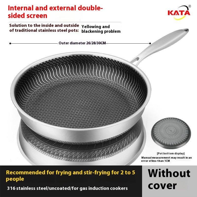 Stainless Steel Frying Pan Household Uncoated Induction Cooker Applicable To Gas Stove