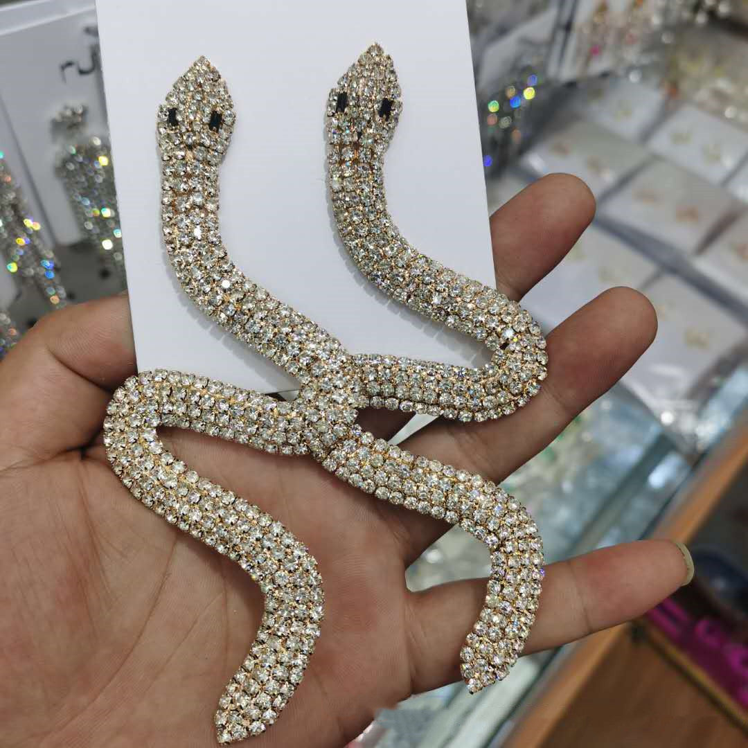 Exaggerated Burst Full Of Diamond Snake Earrings