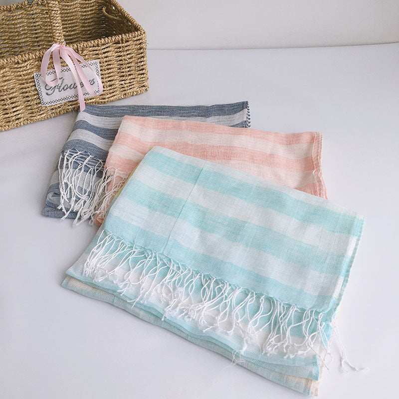Spring Summer Cotton Linen Thin Lightweight Breathable Scarf