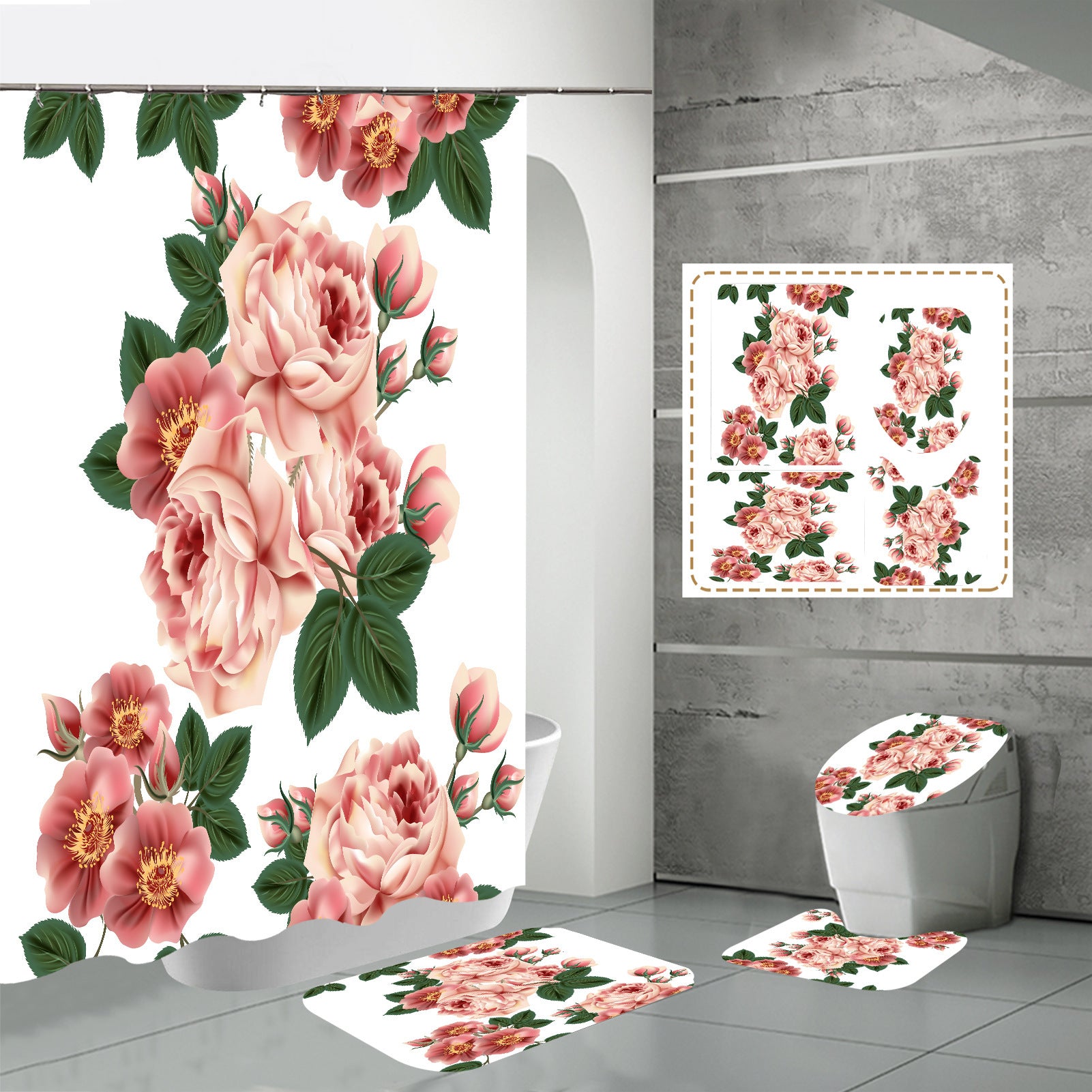 3D HD Digital Printing Bathroom Shower Curtain