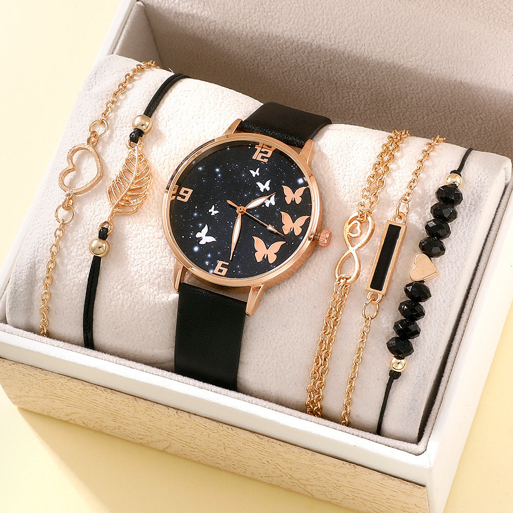 Ensemble de montres papillon tout-match décontracté pour femmes de style coréen