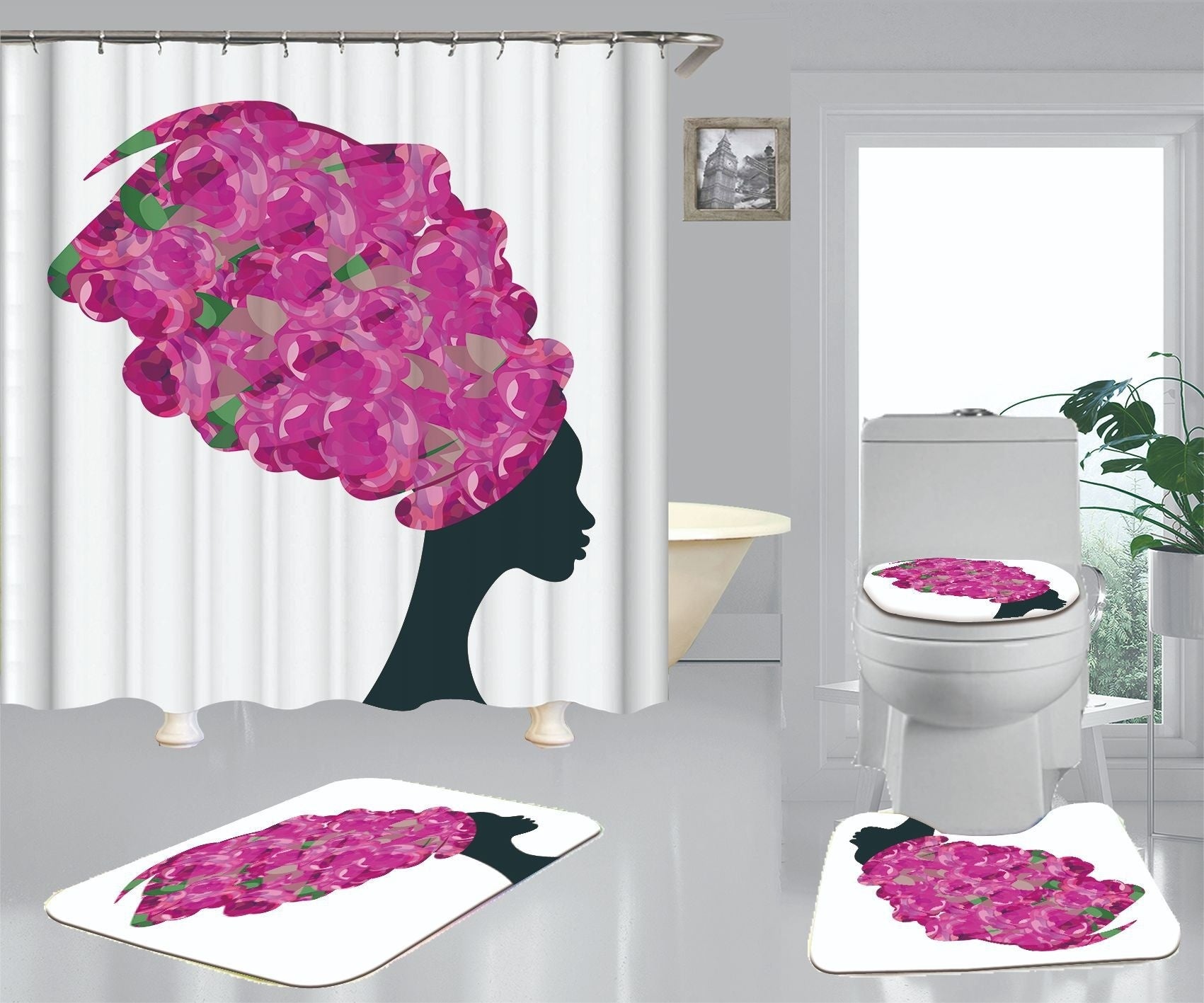 Afro  Pattern Polyester Digital Shower Curtain