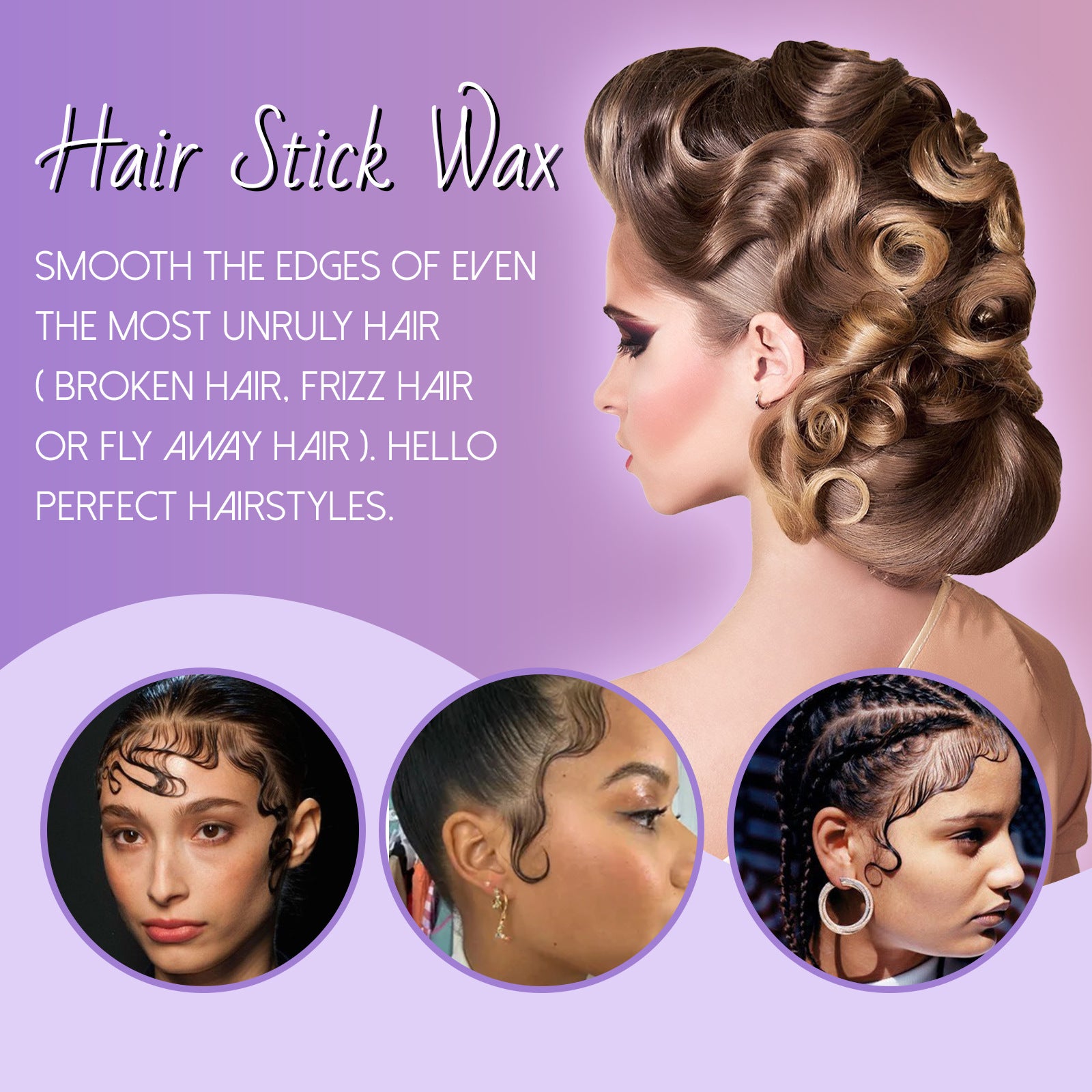 Long-lasting Styling Smooth Frizz Broken Natural Luster Solid Hair Wax Stick
