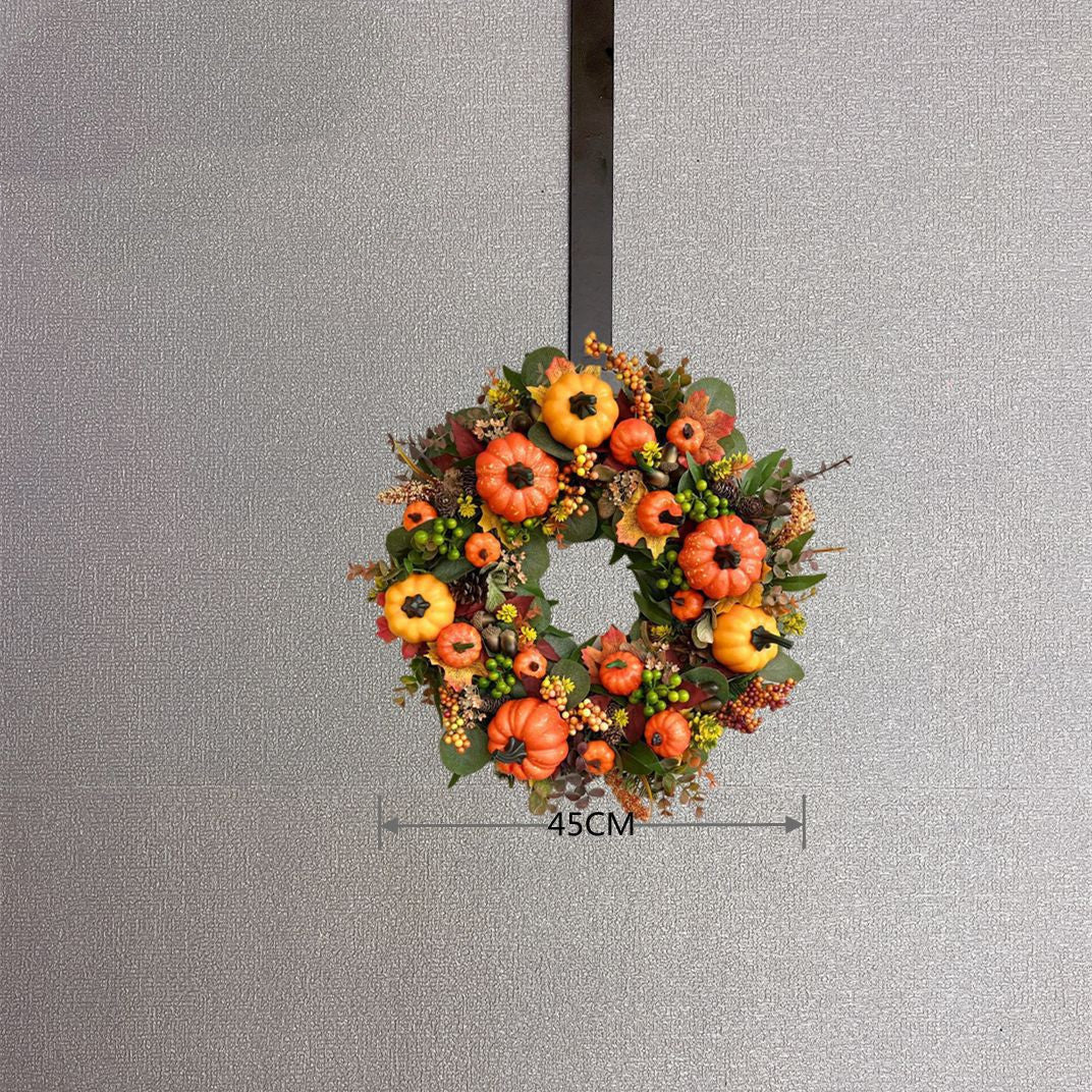 Golden Pumpkin Harvest Festival Artificial Wreath Front Door Decorations