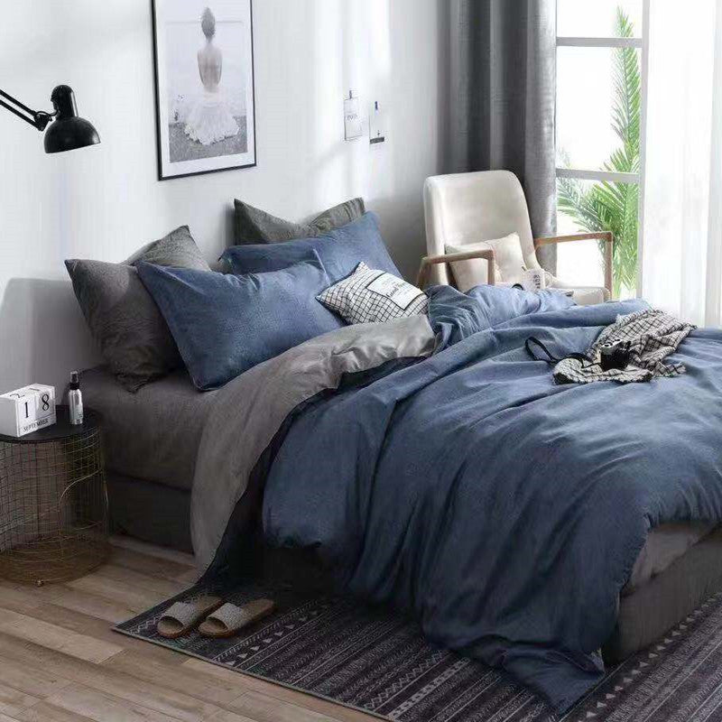 Three sets of textured stone quilt cover and pillowcase