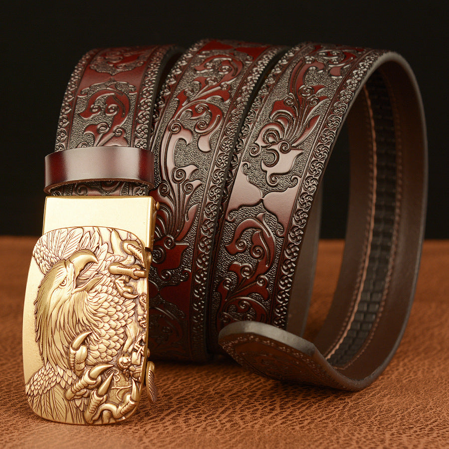 Men's Leather Belt With Automatic Buckle