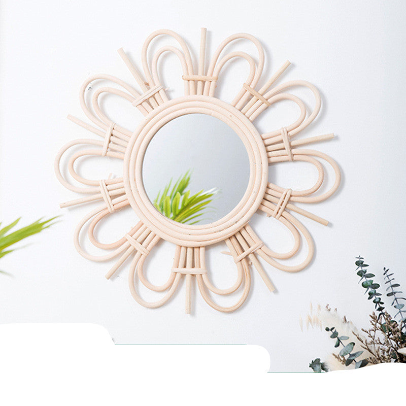Wicker Creative Decorative Wall Makeup Mirror