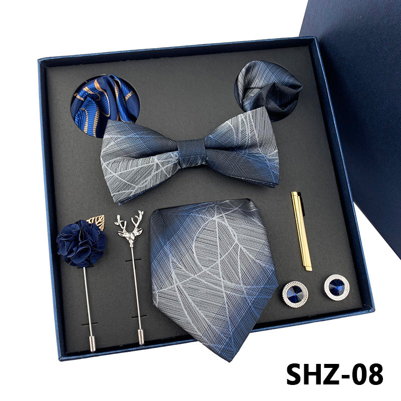 Men's Fashion Simple Pocket Scarf Brooch Tie Set