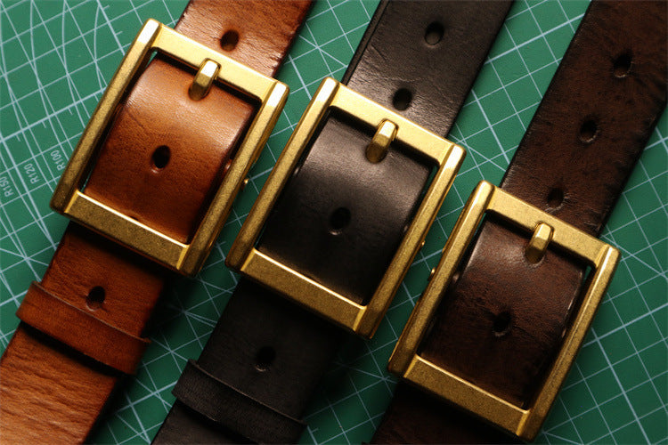 Cargo Jeans Belt Vintage Men's First Layer Cowhide Vegetable