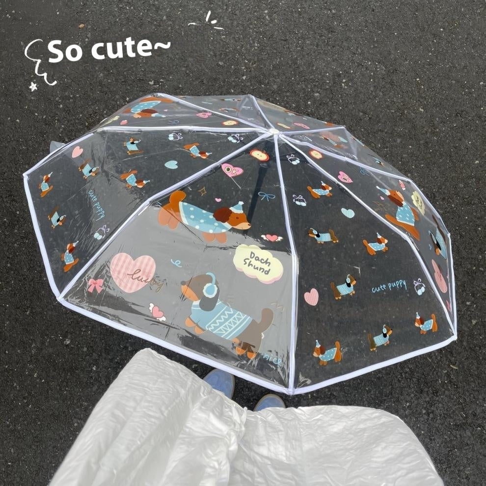 Cute Cartoon Three Fold Manual Long Handle Thickened