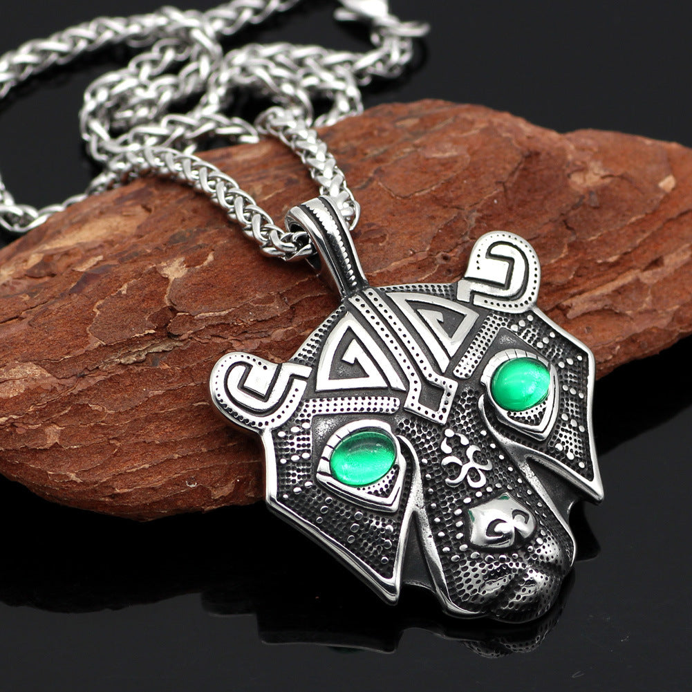 Stainless Steel Nordic Bear Head Titanium Steel Pendant Necklace