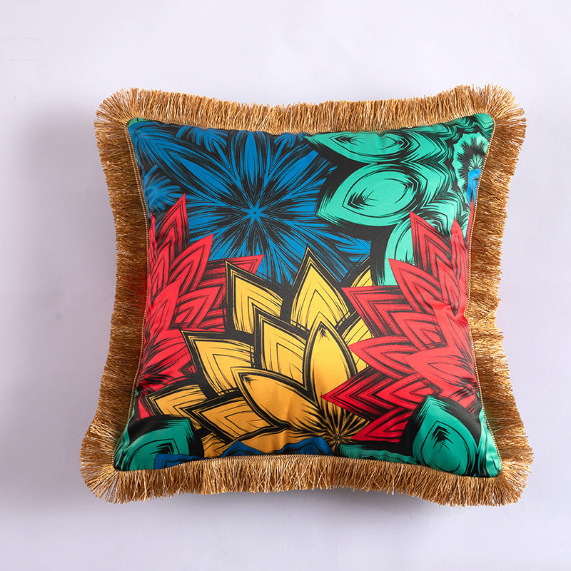 American Light Luxury Artificial Silk Home Leopard Leaf Skull Sofa Cushion