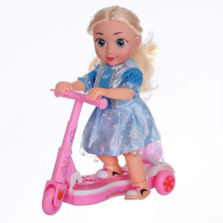 Electric Scooter Princess Doll Universal Music Light Toy