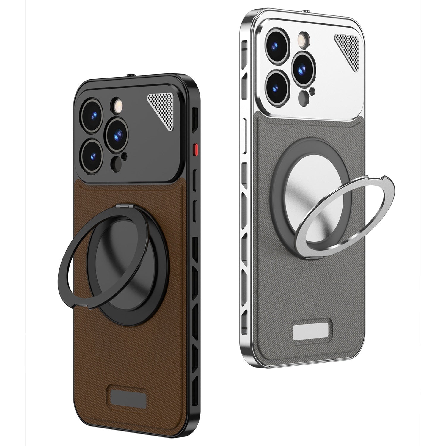 Aluminum Alloy Leather Spring Fastener Phone Case Rotating Bracket