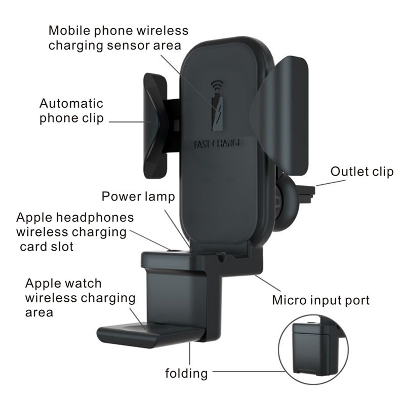Three-in-one car wireless charger
