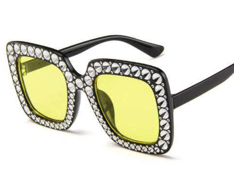 Lunettes de soleil carrées à diamants