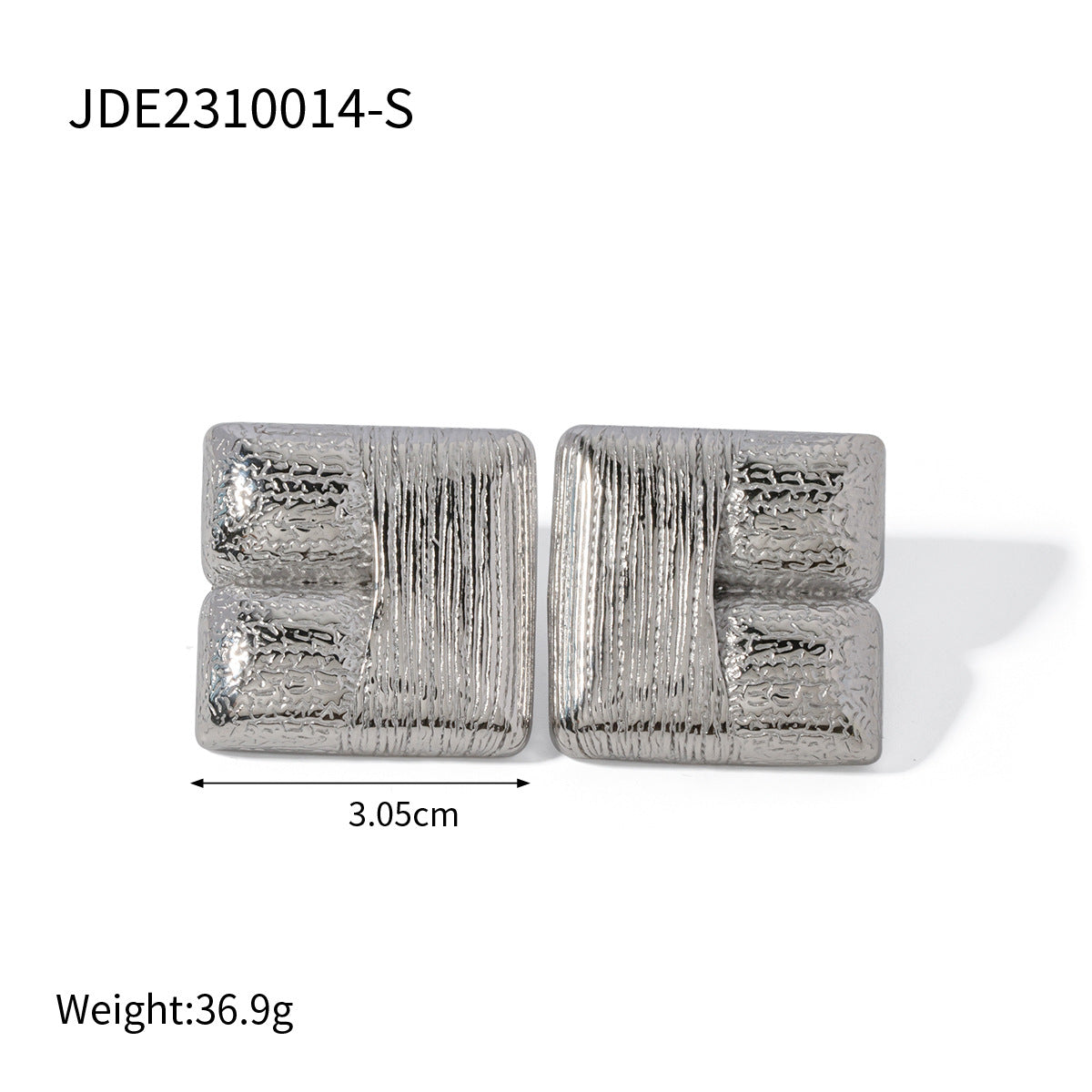 Trend 18K Gold Stainless Steel Square Texture Earrings