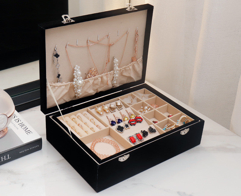 Boîte de rangement à bijoux en cuir haut de gamme de style européen