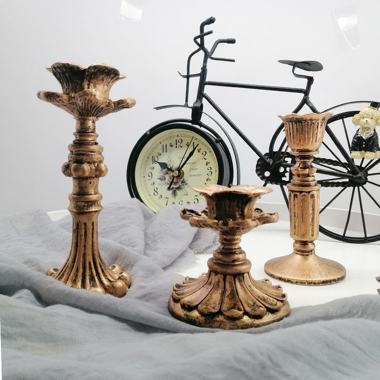 Ornements décoratifs pour bougeoirs dorés Accessoires de photographie Décorations de mariage