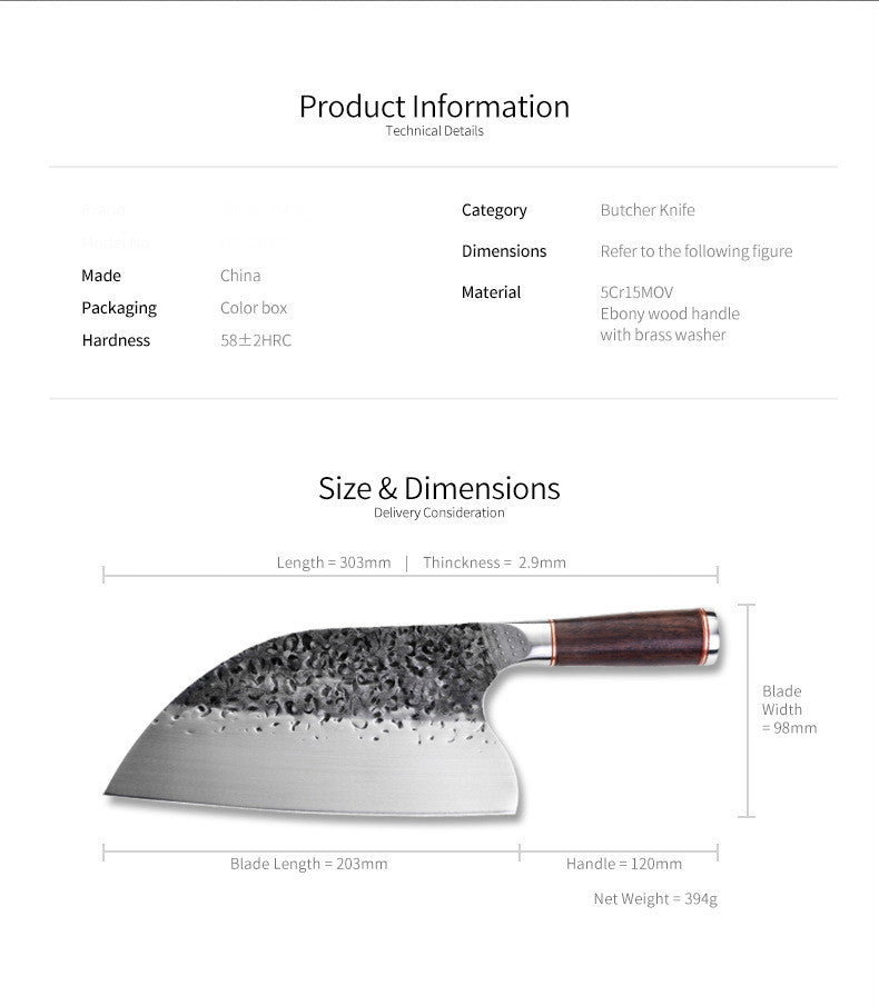 Ebony Hand Meat Cleaver