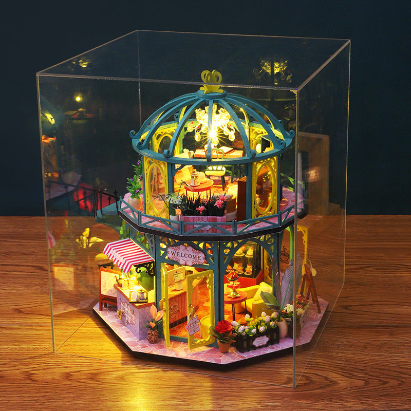 DIY Cottage Goods Reading Flowers Room Wooden Hand-assembled Architectural Model Ornaments