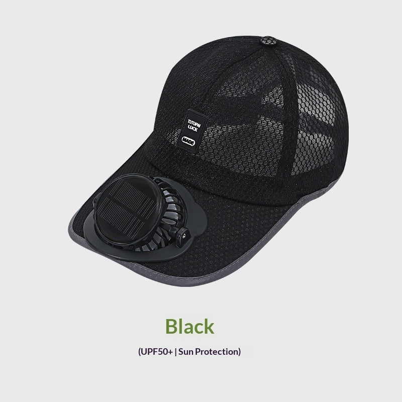 Breathable Mesh Cap With A Solar-powered Fan