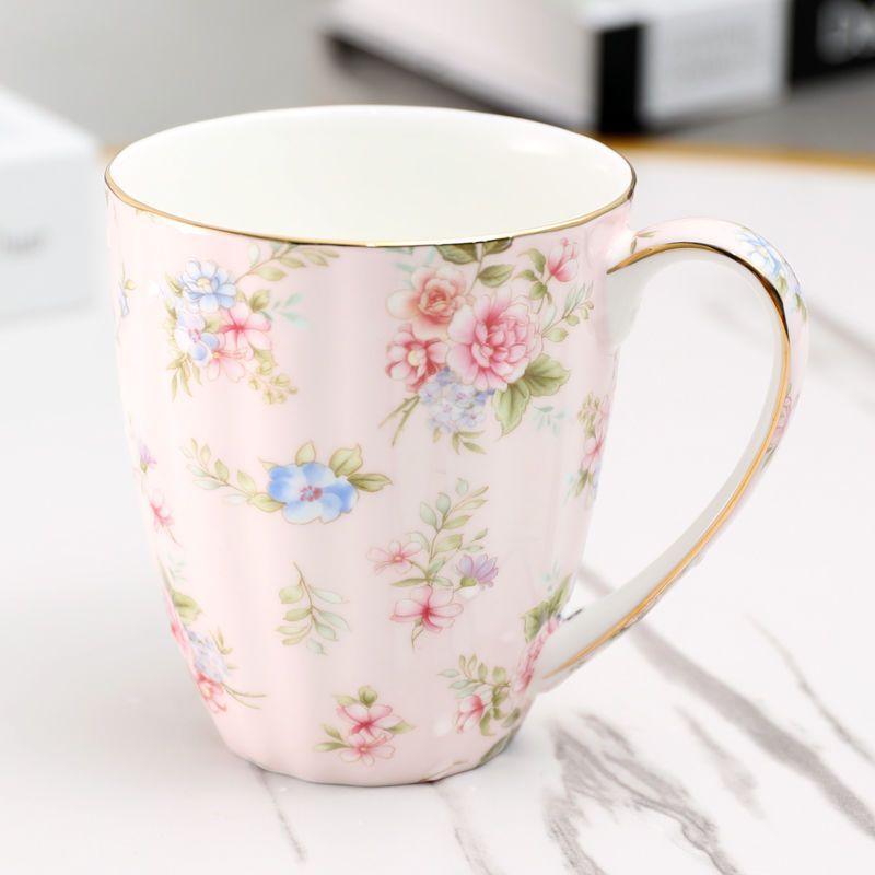 Ceramic Flower Tea Cup Coffee Suit Household Watchband Spoon